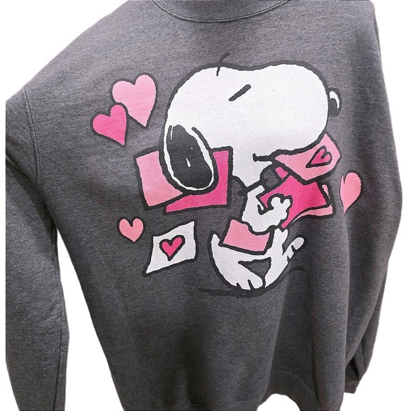 Peanuts Snoopy Valentine's Letters Port & Company Crewneck Sweatshirt Men's XL - Picture 2 of 4